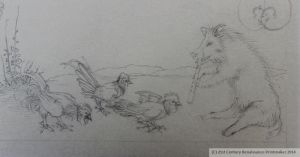 WM boar and roosters sketch smaller