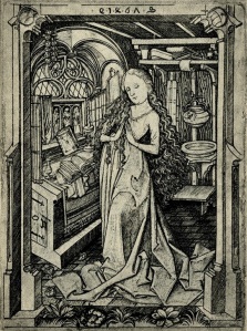 Master ES Virgin Praying Engraving Germany 1467 smaller