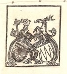 Bookplate arms of alliance of Wilhelm Zell and Dorothea of ​​Rehlinger Artist unknown Woodcut c1480